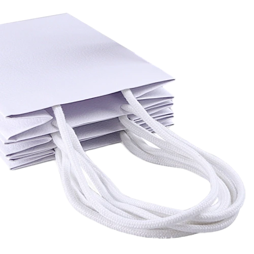 Special Craft Paper Bags - Twisted White Rope Leather Texture Paper Tote Packaging For Jewelry Store Gift Wholesale