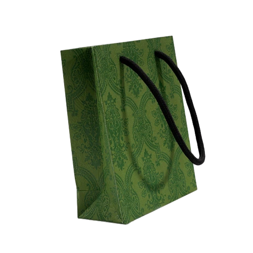 Special Craft Paper Bags - Vintage Paisley Full Print Black Twisted Rope Gift Tote Packaging For Cosmetic Jewelry Wholesale