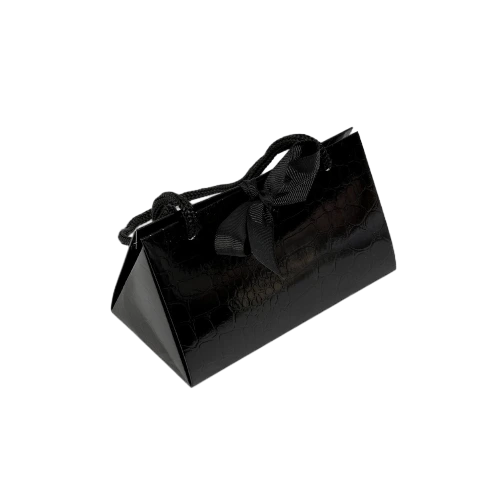 Special Craft Paper Bags - Gloss Crocodile Embossed Triangle Satin Bow Gift Tote Packaging For Wedding Candy Wholesale