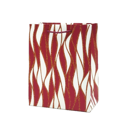 Special Craft Paper Bags - Gold Glitter Wave Full Printed Twisted Rope Gift Tote Packaging For Holiday Party Wholesale