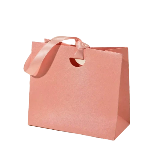 Special Craft Paper Bags - Multi-color Blank Matte Craft Gift Bags With Round Hole Satin Ribbon Handles For Wedding Favor Packing