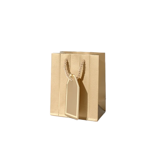 Special Craft Paper Bags - Vertical Gold Foil Line Twisted Paper Rope Gift Tote Packaging For Cosmetic Jewelry Boutique Wholesale
