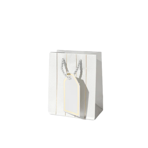 Special Craft Paper Bags - Vertical Gold Foil Line Twisted Paper Rope Gift Tote Packaging For Cosmetic Jewelry Boutique Wholesale