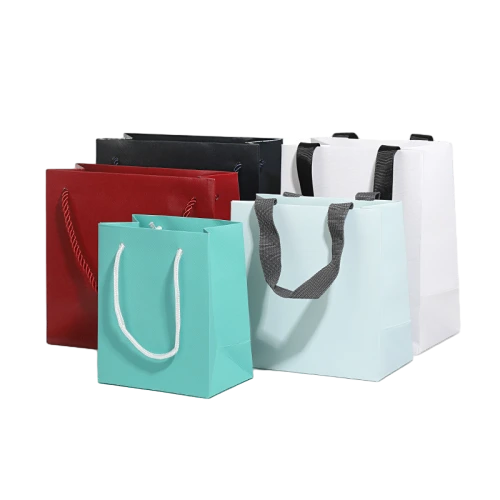 Special Craft Paper Bags - Solid Matte Plain Twisted Paper Rope Gift Tote Packaging For Cosmetic Jewelry Boutique Wholesale