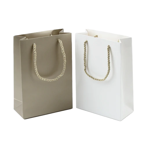 Special Craft Paper Bags - Solid Matte Plain Twisted Paper Rope Gift Tote Packaging For Cosmetic Jewelry Boutique Wholesale