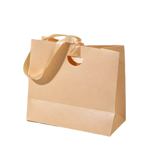 Special Craft Paper Bags - Multi-color Blank Matte Craft Gift Bags With Round Hole Satin Ribbon Handles For Wedding Favor Packing