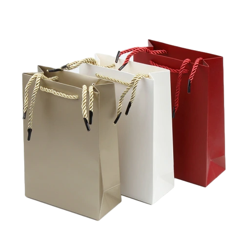 Special Craft Paper Bags - Solid Matte Plain Twisted Paper Rope Gift Tote Packaging For Cosmetic Jewelry Boutique Wholesale