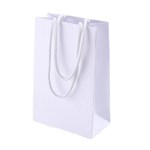 Special Craft Paper Bags - Twisted White Rope Leather Texture Paper Tote Packaging For Jewelry Store Gift Wholesale
