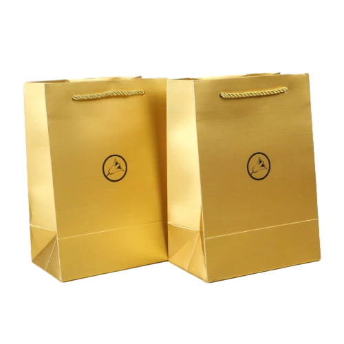 Special Craft Paper Bags - Metallic Red Gold Logo Twisted Paper Rope Gift Tote Packaging For Tea Wine Cosmetic Wholesale