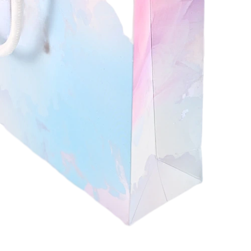 Special Craft Paper Bags - Watercolor Pink Floral Full Print White Twisted Rope Gift Tote Packaging For Cosmetic Jewelry Wholesale