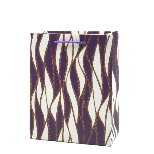 Special Craft Paper Bags - Gold Glitter Wave Full Printed Twisted Rope Gift Tote Packaging For Holiday Party Wholesale