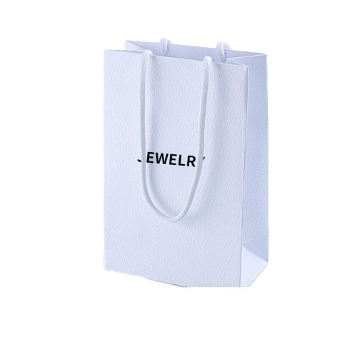 Special Craft Paper Bags - Twisted White Rope Leather Texture Paper Tote Packaging For Jewelry Store Gift Wholesale