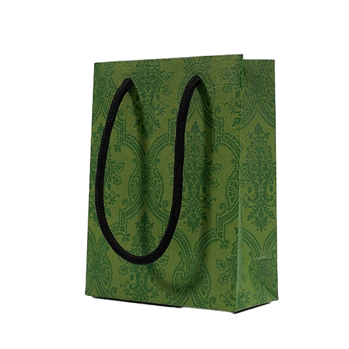 Special Craft Paper Bags - Vintage Paisley Full Print Black Twisted Rope Gift Tote Packaging For Cosmetic Jewelry Wholesale