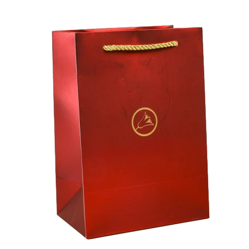 Special Craft Paper Bags - Metallic Red Gold Logo Twisted Paper Rope Gift Tote Packaging For Tea Wine Cosmetic Wholesale