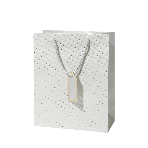 Special Craft Paper Bags - Tiny Gold Dot Embossed Twisted Rope Gift Tote Packaging For Jewelry Cosmetic Boutique Wholesale