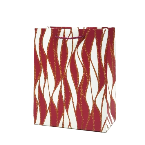 Special Craft Paper Bags - Gold Glitter Wave Full Printed Twisted Rope Gift Tote Packaging For Holiday Party Wholesale