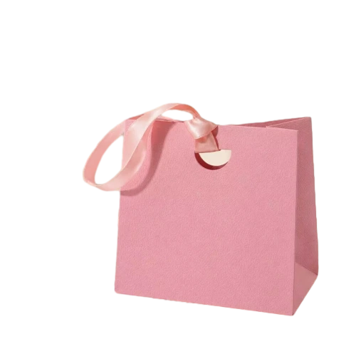 Special Craft Paper Bags - Multi-color Blank Matte Craft Gift Bags With Round Hole Satin Ribbon Handles For Wedding Favor Packing