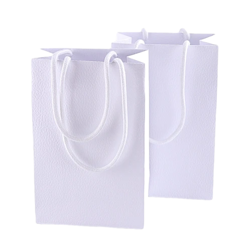 Special Craft Paper Bags - Twisted White Rope Leather Texture Paper Tote Packaging For Jewelry Store Gift Wholesale