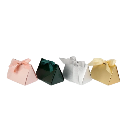 Special Craft Paper Bags - Gloss Crocodile Embossed Triangle Satin Bow Gift Tote Packaging For Wedding Candy Wholesale