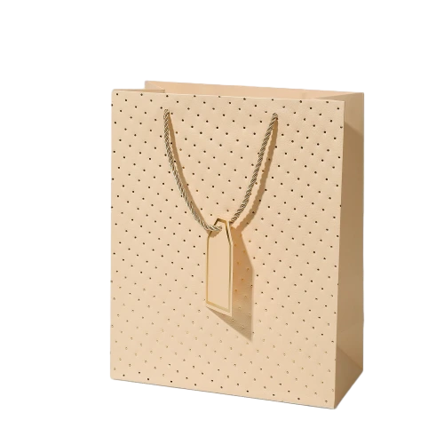 Special Craft Paper Bags - Tiny Gold Dot Embossed Twisted Rope Gift Tote Packaging For Jewelry Cosmetic Boutique Wholesale