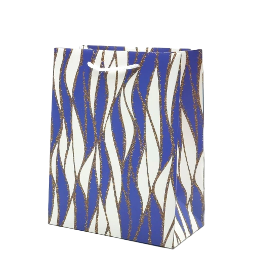 Special Craft Paper Bags - Gold Glitter Wave Full Printed Twisted Rope Gift Tote Packaging For Holiday Party Wholesale