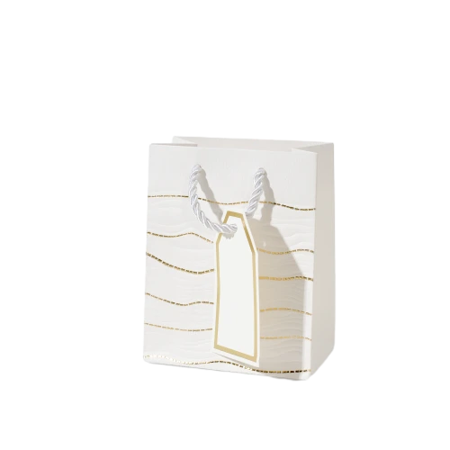 Special Craft Paper Bags - Embossed Gold Foil Wave Twisted Rope Gift Tote Packaging For Birthday Holiday Wholesale