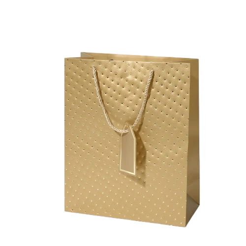 Special Craft Paper Bags - Tiny Gold Dot Embossed Twisted Rope Gift Tote Packaging For Jewelry Cosmetic Boutique Wholesale