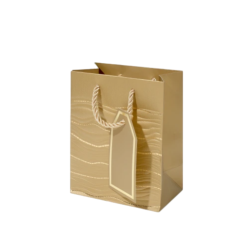 Special Craft Paper Bags - Embossed Gold Foil Wave Twisted Rope Gift Tote Packaging For Birthday Holiday Wholesale