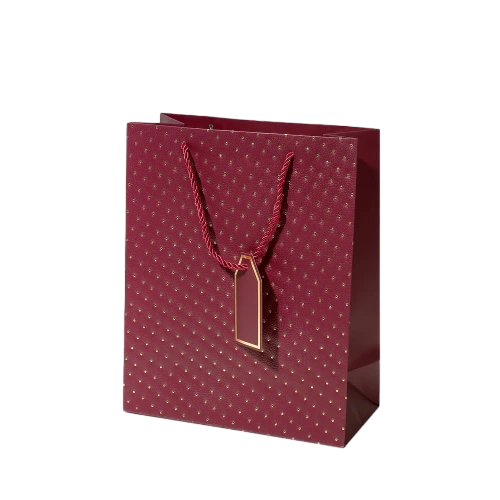 Special Craft Paper Bags - Tiny Gold Dot Embossed Twisted Rope Gift Tote Packaging For Jewelry Cosmetic Boutique Wholesale