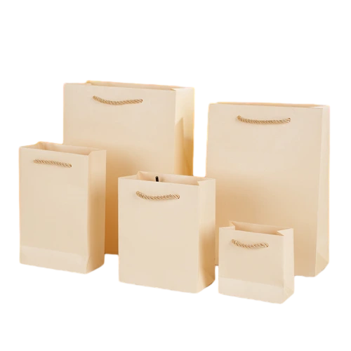 Special Craft Paper Bags - Matching Twisted Paper Rope Matte Solid Color Tote Packaging For Apparel Cosmetic Store Wholesale