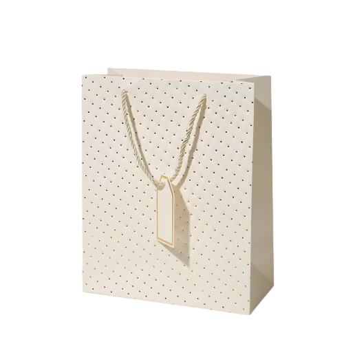 Special Craft Paper Bags - Tiny Gold Dot Embossed Twisted Rope Gift Tote Packaging For Jewelry Cosmetic Boutique Wholesale