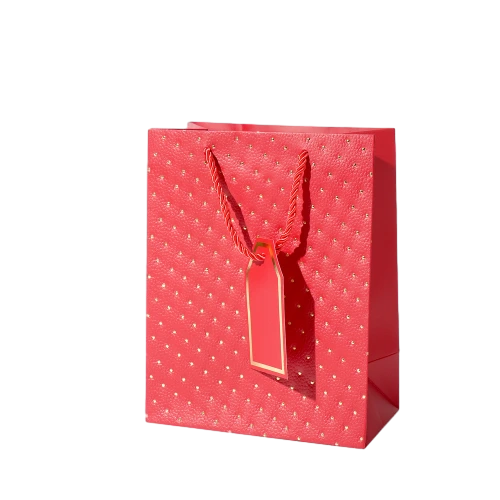 Special Craft Paper Bags - Tiny Gold Dot Embossed Twisted Rope Gift Tote Packaging For Jewelry Cosmetic Boutique Wholesale