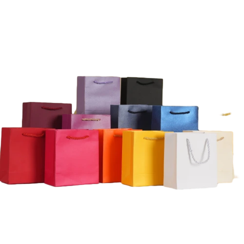 Special Craft Paper Bags - Matching Twisted Paper Rope Matte Solid Color Tote Packaging For Apparel Cosmetic Store Wholesale