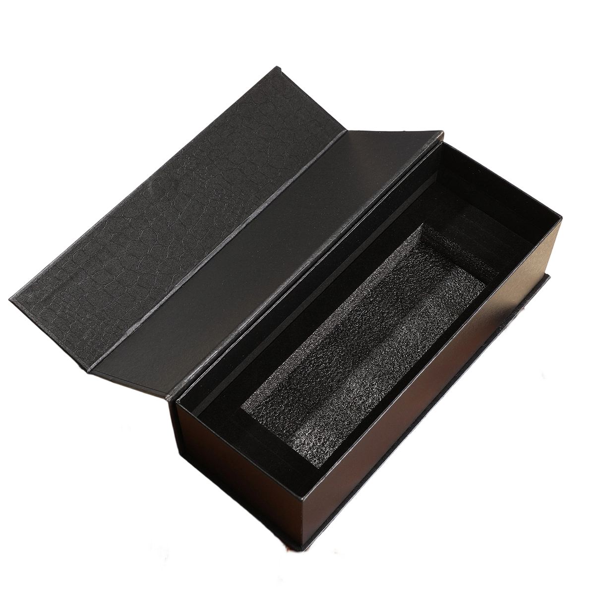 Custom Rigid Box - Magnetic Closure Croc Texture Black Box With Custom Foam Insert For Sunglasses