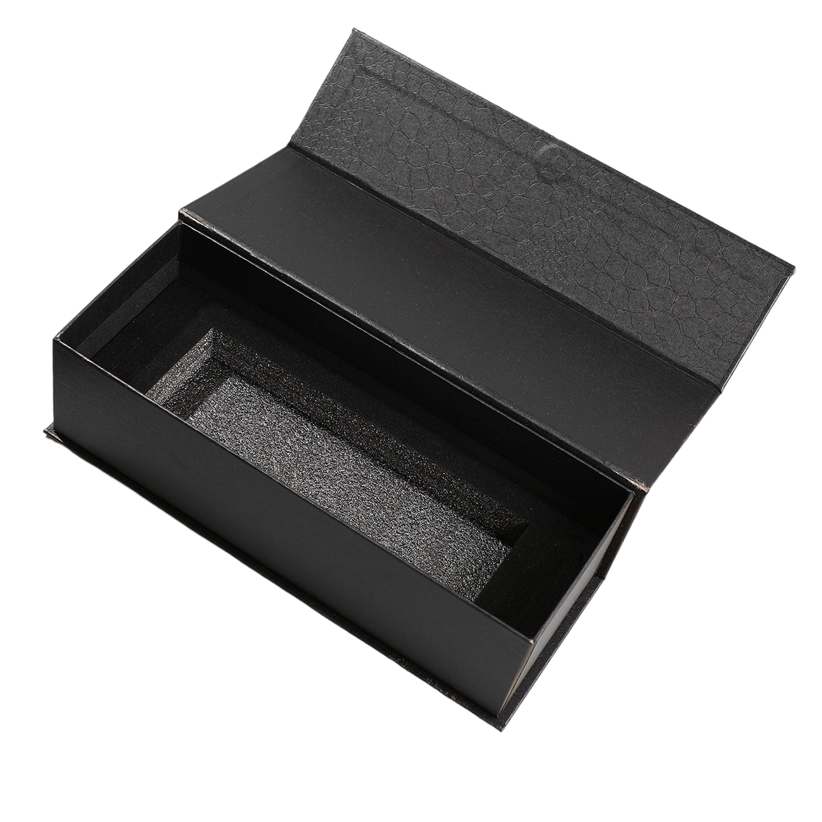 Custom Rigid Box - Magnetic Closure Croc Texture Black Box With Custom Foam Insert For Sunglasses