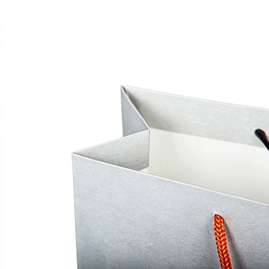 Coated Art Paper Bags-With Orange Twisted Paper Rope Handles, Silver Metallic Custom Logo Brand Shopping Bags