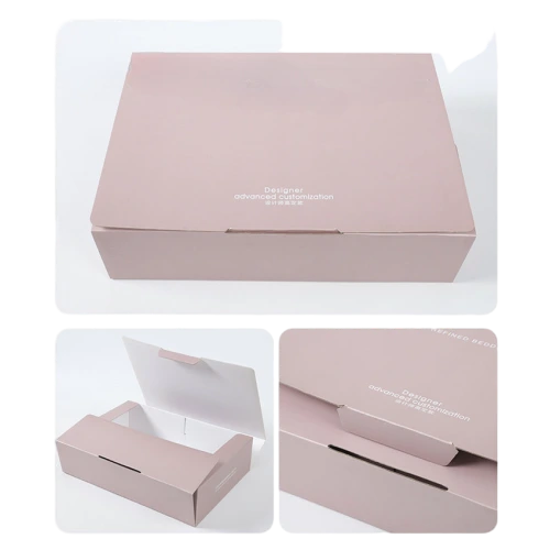 This dusty pink corrugated mailer box is made of durable single wall corrugated paper with smooth matte outer finish and clean white inner lining. It features convenient flip top opening and flat fold design for space saving storage when not in use. Blank printable surface supports custom logo and pattern printing to build your brand identity. Lightweight yet sturdy enough to protect clothing, cosmetics and small gifts during delivery, perfect for online shop shipping and bulk wholesale orders.