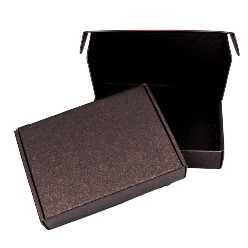This set of premium speckled finish corrugated mailer boxes comes in four sophisticated colour selections with delicate shimmer grain outer surface and dark corrugated inner lining. The sturdy thick cardboard structure delivers outstanding compression resistance to guard valuables during shipment. Each foldingstyle box is easy to assemble and flatpacked for convenient storage. Bespoke logo embossing and surface printing are supported, perfectly suited for jewellery, cosmetics, handmade goods and upscale retail gift wholesale packing.