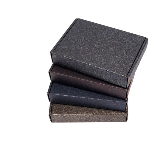 This set of premium speckled finish corrugated mailer boxes comes in four sophisticated colour selections with delicate shimmer grain outer surface and dark corrugated inner lining. The sturdy thick cardboard structure delivers outstanding compression resistance to guard valuables during shipment. Each foldingstyle box is easy to assemble and flatpacked for convenient storage. Bespoke logo embossing and surface printing are supported, perfectly suited for jewellery, cosmetics, handmade goods and upscale retail gift wholesale packing.