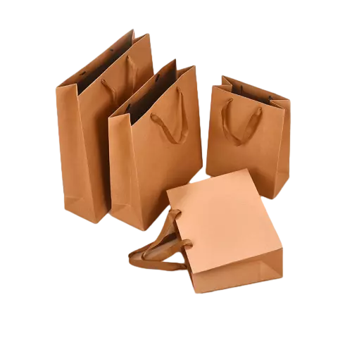 These eco friendly special craft paper bags are made of durable natural kraft brown paper with blank plain surface. Soft wide fabric ribbon handles deliver comfortable carrying experience and strong load bearing performance. Multiple different sizes are available to satisfy diverse packaging demands from small accessories to large retail goods. Thick kraft paper material maintains good shape and can be reused many times. Custom logo and artwork printing is supported on the outer side for brand promotion. These natural kraft paper bags work great for coffee shops bakery stores boutique shopping and business gift packaging. Wholesale bulk orders are welcomed.