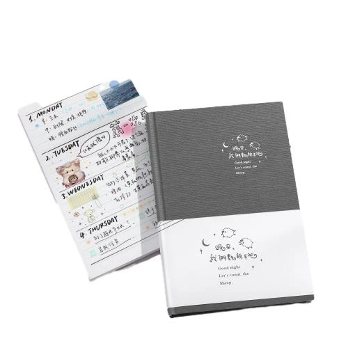 These adorable hardcover notebooks adopt a delicate two tone textured cover with cute sheep and moon pattern designs, creating a warm healing literary vibe that suits daily journaling and creative recording. The thick premium lined inner pages ensure smooth writing performance and effectively prevent ink bleedthrough, perfect for weekly planning, diary keeping and student class notes. Their portable size fits easily into handbags for on the go use, making them lovely stationery gifts for teenagers and office staff. The cover supports custom logo printing to meet personalized demands, ideal for boutique retail and bulk wholesale procurement.