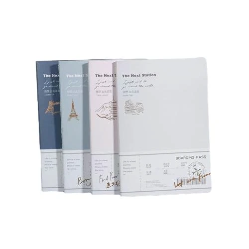 This series of softcover notebooks supplies multiple fashionable cover styles including travel boarding pass landmark prints, lovely cherry bunny illustrations, delicate small flower patterns, plaid and pastoral scenery designs. Adopted sturdy sew on stitch binding, the notebook can lay flat for effortless writing. Premium thick lined writing resistant inner pages prevent ink bleeding and deliver smooth handwriting experience. Custom cover printing and logo hot stamping service are available. Suitable for student class notes, daily journals, office memos and stationery gifts, supported for large quantity bulk wholesale.