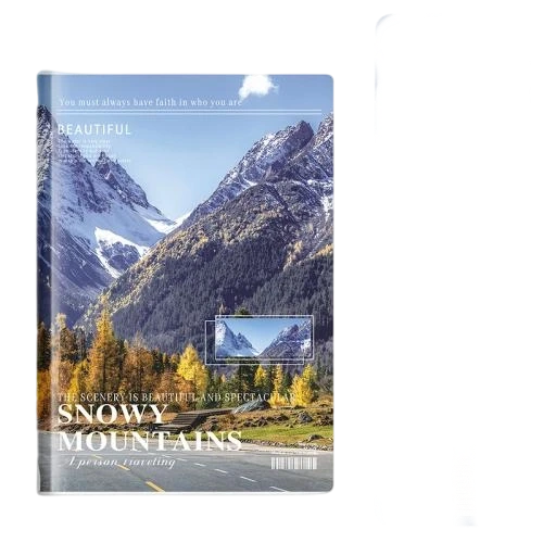 These premium softcover notebooks are equipped with fashionable snowy mountain landscape magazine style printed covers with inspirational quote decoration. Adopted sturdy sew on stitch binding, the notebook can lay flat for comfortable writing. Available with blank or lined thick ink proof inner pages, the bendable lightweight soft cover shell is convenient for outdoor carry around during travelling. Custom logo hot stamping and personalized cover printing service are supported. Suitable for travel journals, daily memos, reading notes and student stationery, available for bulk wholesale.