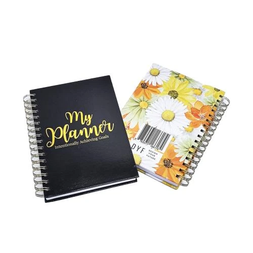 This series of metal spiral bound notebooks is equipped with multiple exquisite cover styles, including water color daisy prints, dark background peony artwork and minimalist black planner cover with golden inspirational lettering. Smooth durable metal spiral binding permits flat lay open writing. The premium thick inner pages adopt lined layout and contain a name writing area on the opening page. Suitable for religious devotion notes, daily goal planning, travel journals and gift giving. Custom made surface printing, slogan customization and brandlogo imprinting are supported for large batch wholesale orders.