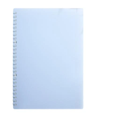 This plastic coil spiral bound notebook comes in multiple fresh macaron solid color matte covers including sky blue, mint green, soft yellow, pink and lavender. The lightweight smooth plastic spiral ring prevents scratch on hands and enables 180 degree flat opening. High density thick lined inner pages effectively stop ink bleed through. The simple blank cover supports customized printing, suitable for school note taking, workplace memorandums, study planning and daily records. Custom logos and personalized cover patterns are available for bulk wholesale orders.